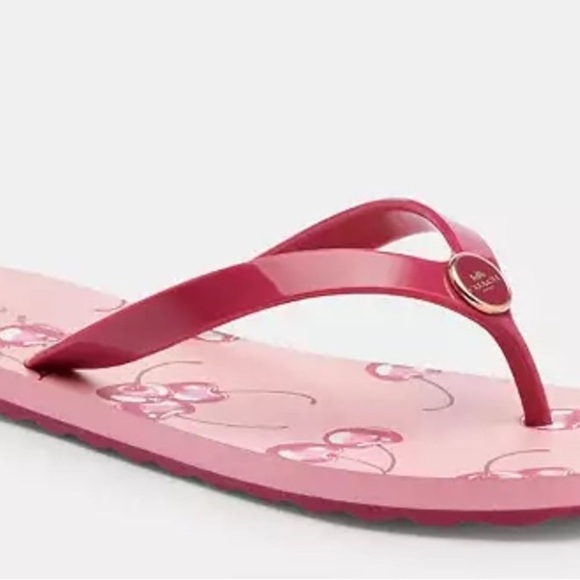 NWT COACH Zayn Flip Flop w Cherry Print SIZE 6 Limited Edition AUTHENTIC - Picture 8 of 11